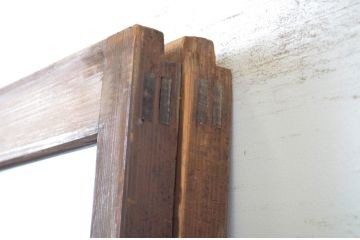 アンティーク建具　モールガラス入り　レトロな雰囲気が魅力的なガラス戸2枚セット(引き戸)(R-064246)