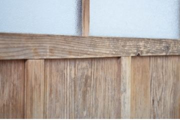 アンティーク建具　ダイヤガラス入り　レトロな雰囲気漂うガラス戸2枚セット(引き戸)(R-064247)