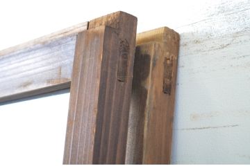 アンティーク建具　ダイヤガラス入り　レトロな雰囲気漂うガラス戸2枚セット(引き戸)(R-064247)
