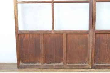 アンティーク建具　ダイヤガラス入り　レトロな雰囲気漂うガラス戸2枚セット(引き戸)(R-064248)