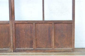 アンティーク建具　ダイヤガラス入り　レトロな雰囲気漂うガラス戸2枚セット(引き戸)(R-064248)