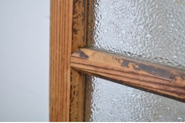 アンティーク建具　ダイヤガラス入り　レトロな雰囲気漂うガラス戸2枚セット(引き戸)(R-064248)