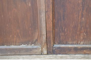 アンティーク建具　ダイヤガラス入り　レトロな雰囲気漂うガラス戸2枚セット(引き戸)(R-064248)