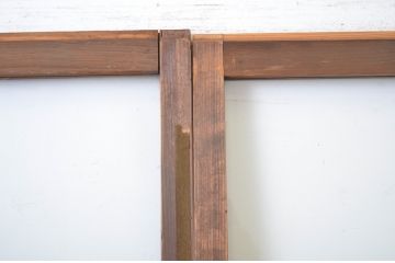 アンティーク建具　ダイヤガラス入り　レトロな雰囲気漂うガラス戸2枚セット(引き戸)(R-064248)