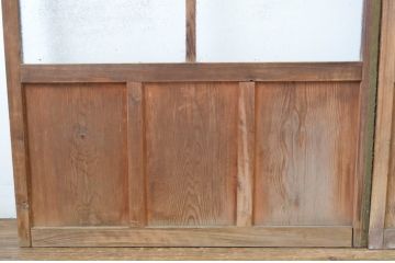 アンティーク建具　ダイヤガラス入り　レトロな雰囲気漂うガラス戸2枚セット(引き戸)(R-064248)