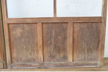 アンティーク建具　ダイヤガラス入り　レトロな雰囲気漂うガラス戸2枚セット(引き戸)(R-064248)