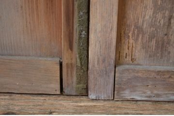 アンティーク建具　ダイヤガラス入り　レトロな雰囲気漂うガラス戸2枚セット(引き戸)(R-064248)