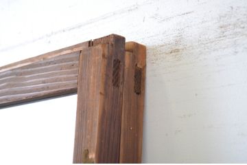 アンティーク建具　ダイヤガラス入り　レトロな雰囲気漂うガラス戸2枚セット(引き戸)(R-064248)