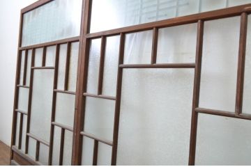 アンティーク建具　大正ロマン　レトロな空間づくりにおすすめのガラス窓2枚セット(ガラス戸、引き戸)(R-064251)
