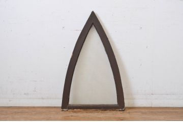 アンティーク建具　大正ロマン　お部屋のアクセントになる古い洋館の三角明り取り(明かり取り、小窓、ガラス窓)(R-064255)