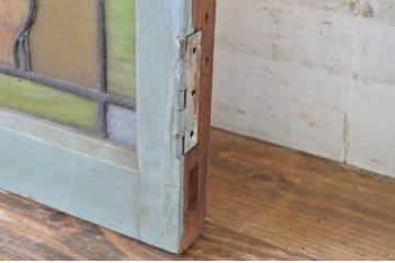 アンティーク建具　大正ロマン　レトロな雰囲気が魅力のステンドグラス窓2枚セット(明り取り、明かり取り)(R-064259)