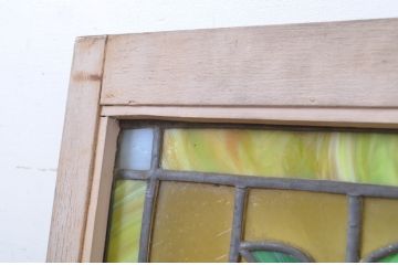 アンティーク建具　大正ロマン　レトロな雰囲気が魅力のステンドグラス窓2枚セット(明り取り、明かり取り)(R-064259)