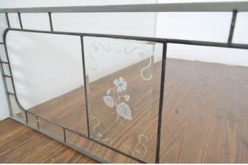 アンティーク建具　大正ロマン　上質な空間を演出するエッチングガラスのステンドグラス1枚(明り取り、明かり取り、ガラス欄間、窓、建具)(R-064260)