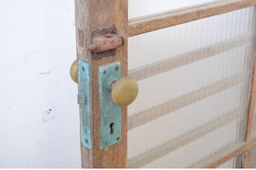 アンティーク建具　大正ロマン　レトロな雰囲気を演出するモールガラス扉1枚(ドア)(R-064262)