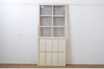 アンティーク建具　ペイント仕上げ限定　レトロな風合いが味わい深いガラス扉1枚(ドア)(R-064263)