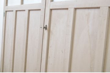 アンティーク建具　ペイント仕上げ限定　フレンチなインテリアにもぴったりなガラス戸2枚セット(引き戸)(R-064264)