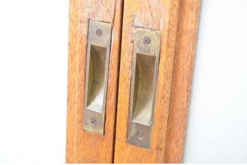 アンティーク建具　シンプルなデザインで取り入れやすいガラス戸4枚セット(引き戸)(R-064265)