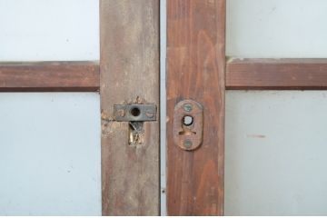 アンティーク建具　どこか懐かしさを感じるガラス戸4枚セット(引き戸)(R-064267)