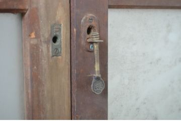 アンティーク建具　どこか懐かしさを感じるガラス戸4枚セット(引き戸)(R-064267)