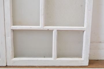 アンティーク建具　ペイント仕上げ限定　ホワイトカラーが爽やかなガラス窓2枚セット(ガラス戸、引き戸)(R-064269)