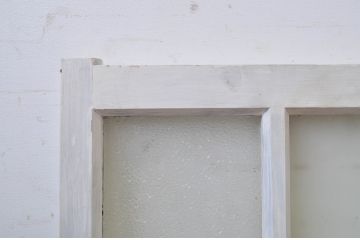 アンティーク建具　ペイント仕上げ限定　ホワイトカラーが爽やかなガラス窓2枚セット(ガラス戸、引き戸)(R-064269)