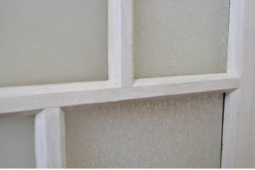 アンティーク建具　ペイント仕上げ限定　ホワイトカラーが爽やかなガラス窓2枚セット(ガラス戸、引き戸)(R-064269)