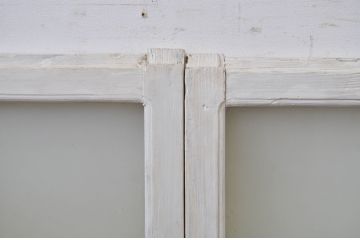 アンティーク建具　ペイント仕上げ限定　ホワイトカラーが爽やかなガラス窓2枚セット(ガラス戸、引き戸)(R-064269)