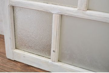 アンティーク建具　ペイント仕上げ限定　ホワイトカラーが爽やかなガラス窓2枚セット(ガラス戸、引き戸)(R-064269)