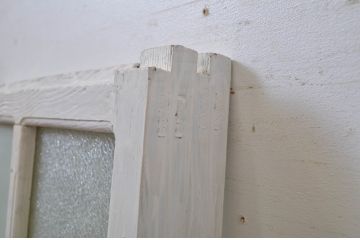 アンティーク建具　ペイント仕上げ限定　ホワイトカラーが爽やかなガラス窓2枚セット(ガラス戸、引き戸)(R-064269)