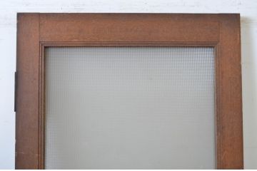 アンティーク建具　腰板欅(ケヤキ)材　繊細なデザインが施されたプレスガラス入りドア1枚(扉、木製ドア)(R-064270)