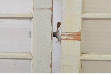 アンティーク建具　レトロな雰囲気たっぷりな背の高い店舗用ガラス戸2枚セット(引き戸)(R-064276)
