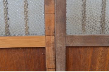 アンティーク建具　希少なプレスガラス入り!和の雰囲気を演出するガラス格子戸2枚セット(ガラス戸、引き戸、格子戸)(R-064278)