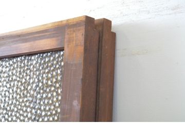 アンティーク建具　希少なプレスガラス入り!和の雰囲気を演出するガラス格子戸2枚セット(ガラス戸、引き戸、格子戸)(R-064278)
