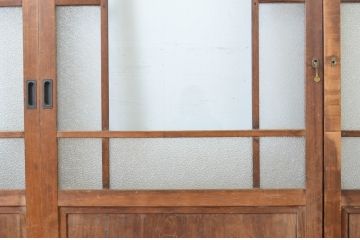 アンティーク建具　大正ロマンの雰囲気を醸し出すお洒落なガラス戸4枚セット(引き戸)(R-064281)