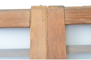 アンティーク建具　厚手の枠が上質な横桟ガラス戸2枚セット(ガラス舞良戸、引き戸)(R-064282)