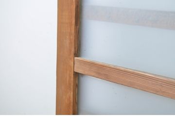 アンティーク建具　厚手の枠が上質な横桟ガラス戸2枚セット(ガラス舞良戸、引き戸)(R-064282)