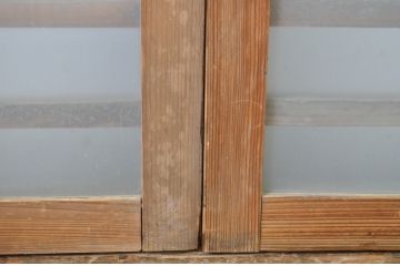 アンティーク建具　厚手の枠が上質な横桟ガラス戸2枚セット(ガラス舞良戸、引き戸)(R-064282)