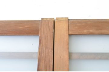 アンティーク建具　厚手の枠が上質な横桟ガラス戸2枚セット(ガラス舞良戸、引き戸)(R-064283)
