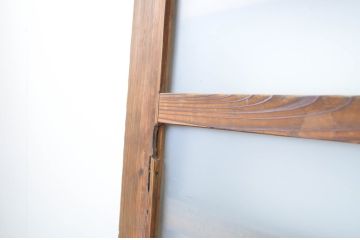 アンティーク建具　厚手の枠が上質な横桟ガラス戸2枚セット(ガラス舞良戸、引き戸)(R-064283)