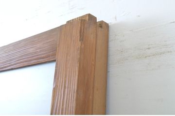 アンティーク建具　厚手の枠が上質な横桟ガラス戸2枚セット(ガラス舞良戸、引き戸)(R-064283)