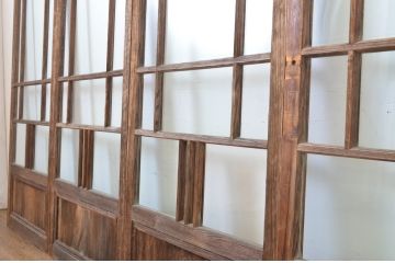 アンティーク建具　大正ロマン　時代の流れを感じさせるガラス戸4枚セット(引き戸)(R-064284)