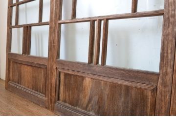 アンティーク建具　大正ロマン　時代の流れを感じさせるガラス戸4枚セット(引き戸)(R-064284)