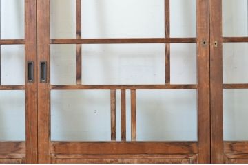 アンティーク建具　大正ロマン　時代の流れを感じさせるガラス戸4枚セット(引き戸)(R-064284)