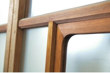 アンティーク建具　大正ロマン　懐かしい雰囲気を感じさせる幅狭ガラス戸4枚セット(引き戸)(R-064286)