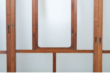 アンティーク建具　大正ロマン　懐かしい雰囲気を感じさせる幅狭ガラス戸4枚セット(引き戸)(R-064286)