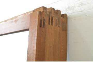 アンティーク建具　大正ロマン　懐かしい雰囲気を感じさせる幅狭ガラス戸4枚セット(引き戸)(R-064286)