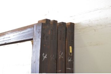 アンティーク建具　凛とした佇まいが気品あふれるガラス入り障子戸4枚セット(引き戸)(R-064287)