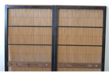 アンティーク建具　純和風の空間作りにおすすめの幅狭夏戸2枚セット(引き戸、簾戸、簀戸、葭戸、夏障子、御簾戸、葦戸)(R-064288)