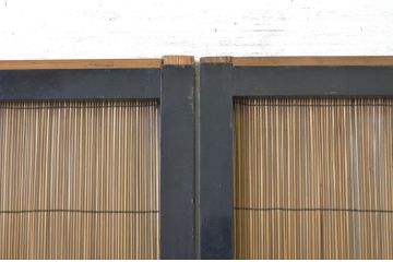 アンティーク建具　純和風の空間作りにおすすめの幅狭夏戸2枚セット(引き戸、簾戸、簀戸、葭戸、夏障子、御簾戸、葦戸)(R-064288)