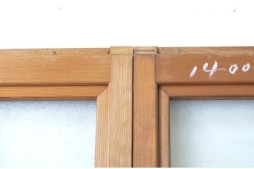 アンティーク建具　和の情緒漂うガラス入り横桟引き戸3枚セット(板戸、ガラス戸)(R-064289)